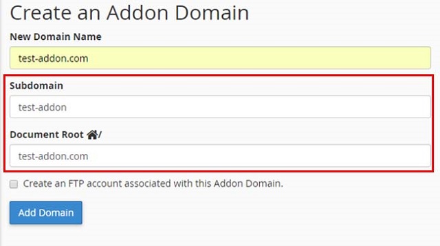 Hướng dẫn cách tạo Addon domain