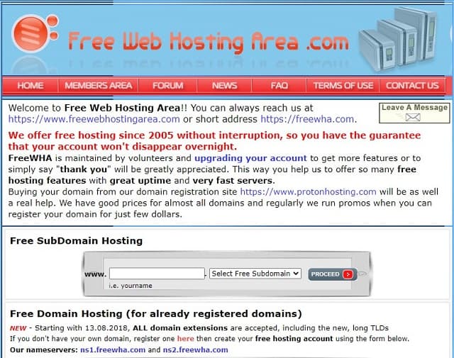 FreeWebHostingArea.Com là một trong các hosting miễn phí tốt nhất hosting mien phi FreeWebHostingArea.Com