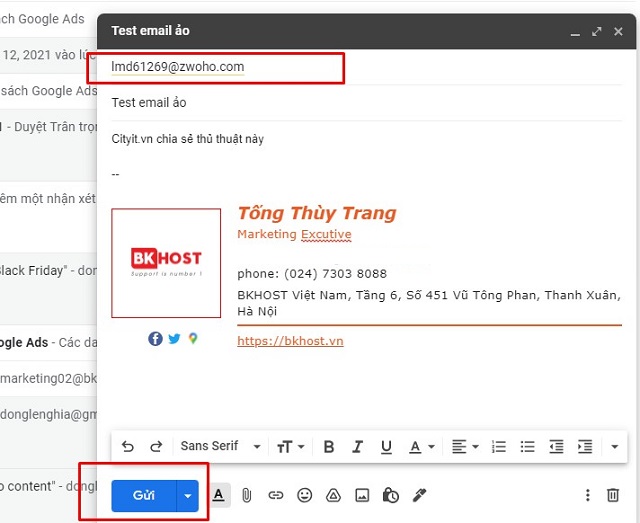 Lập email ảo bằng 10 Minutermail