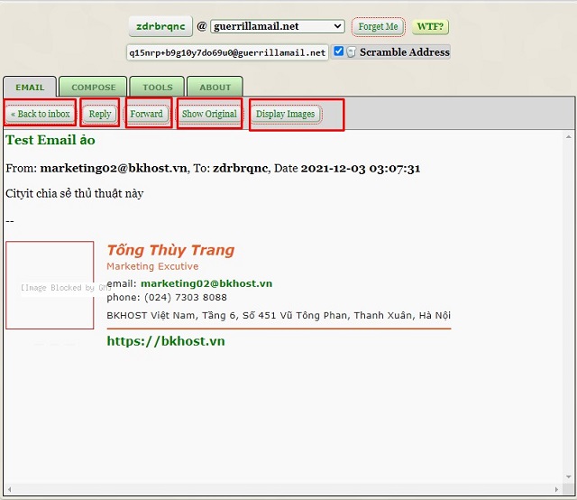 Tạo email ảo vĩnh viễn Guerrilla Mail