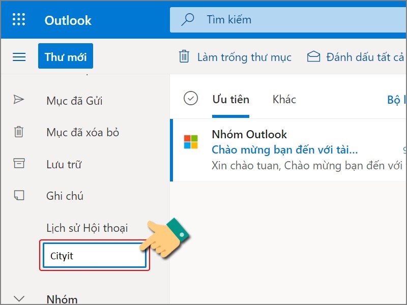 hướng dẫn tạo thư mục trong outlook web